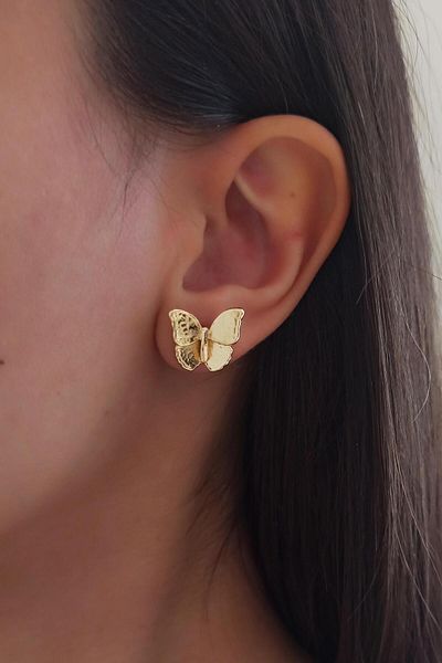 By Zeyna Aksesuar Women's Special Design 2 cm Butterfly Model Earrings zyna005