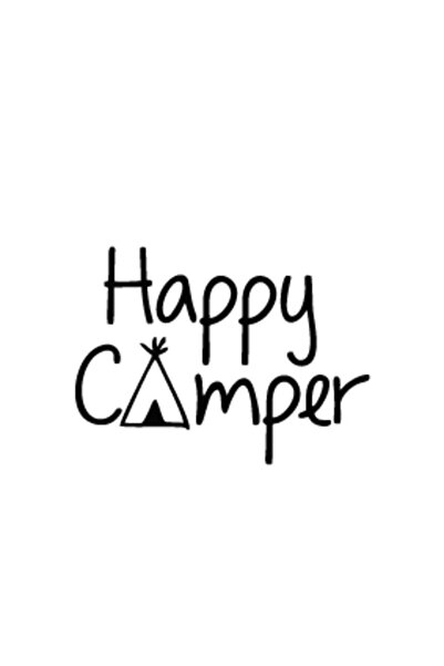Reysa Tasarım قافلة التخييم Happy Camper باللون الأسود - 17x17 سم