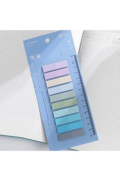 NaSaDAN Cool Tones with 10 Colors Rulers 200 Sheets Transparent Adhesive Postit Note Paper