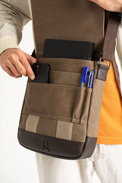 By Hakan Τσάντα ώμου Mega 417 UNISEX Canvas Messenger Τσάντα ώμου ΓΗ-ΚΑΦΕ