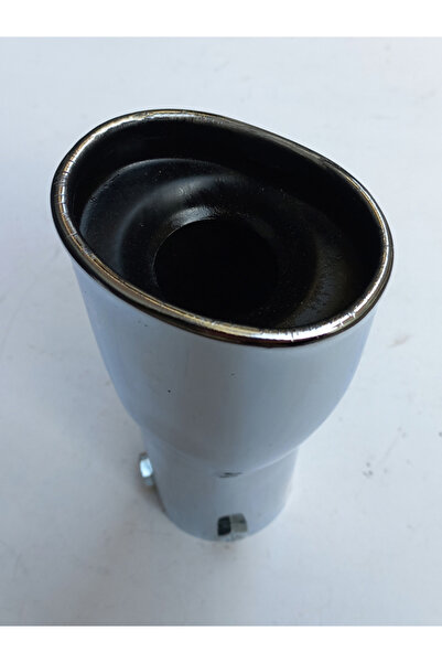 AUTO LUXURY 5.1 cm. Antipas iç kaplamalı oval rüzgar sesli sök/tak vidalı nikelaj egzoz eksoz ucu