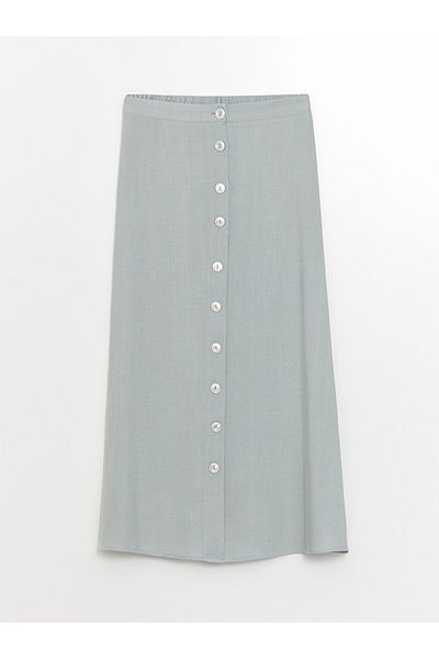 LC Waikiki Linen Blended Straight Women's Skirt with Elastic Waist