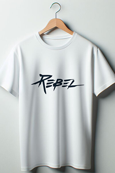 Vordevia Tricou alb oversize cu imprimeu Rebel