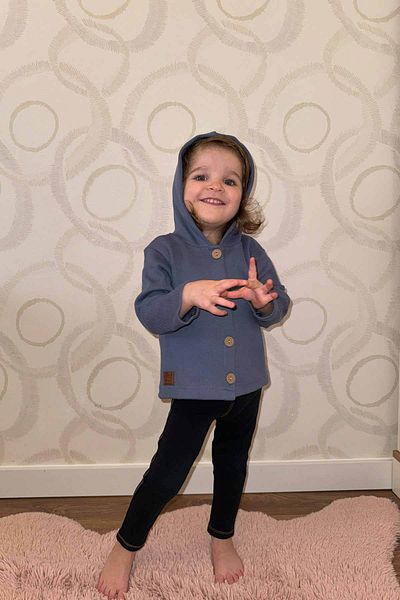 Peki Medium Thick Flexible Cotton 5-Piece Baby and Kids Cardigan Set - Hood and Wooden Button Detailed, Gift 15318