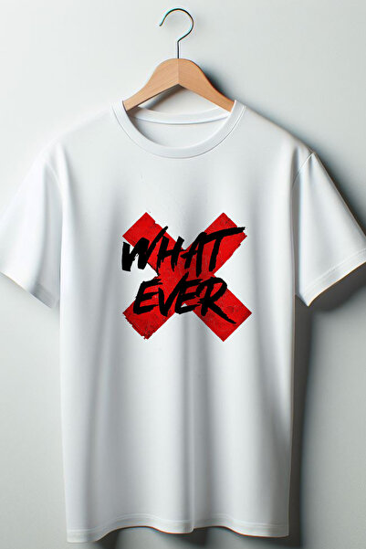 Vordevia Bela majica What Ever Štampano Oversize kroj okrugla kragna