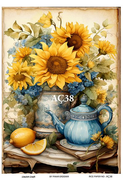 LİNEART Brass Patterned LineArt Decopage Paper - LA-AÇ38