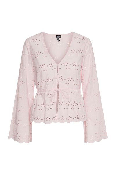 PIECES PCARMORINE LS TOP MIT STICKEREI-KRAGEN
