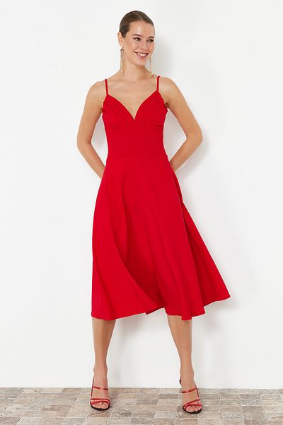 Trendyol Collection A-Cut Red Woven Dress - TPRSS24EL00185