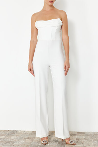 Trendyol Collection Woven Detailed White Corset Jumpsuit - Wedding/Nikah TPRSS24TU00002