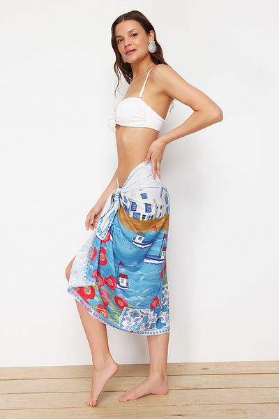 Trendyol Collection Maxi geometrikus mintás szőtt pareo - TBESS24PR00015