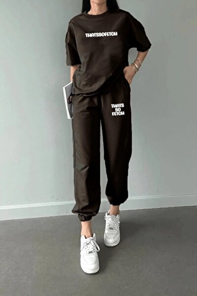 Frisson Thatssofetch μαύρο T-Shirt Φούτερ Παντελόνι Σετ Φόρμας Oversize με λα...