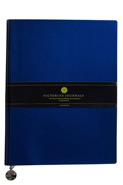 Victoria's Journals Caiet cu copertă flexibilă din piele lacuată Smyth, 19x25 cm -Albastru