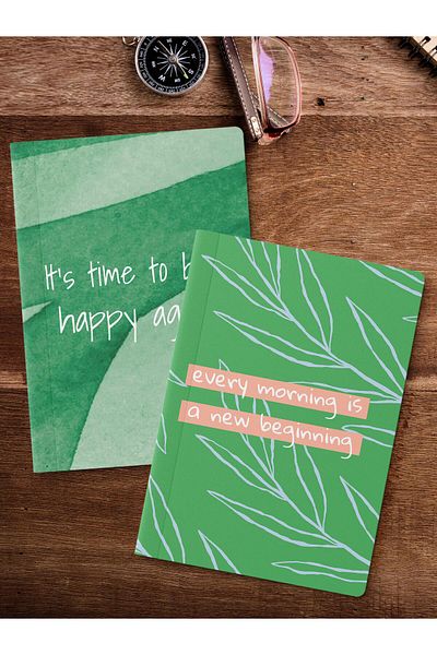 Postifull Unlined Notebook Set, 2 Pieces of Motivational Patterned Notebook, Notepad, Memory Book, 64 Pages