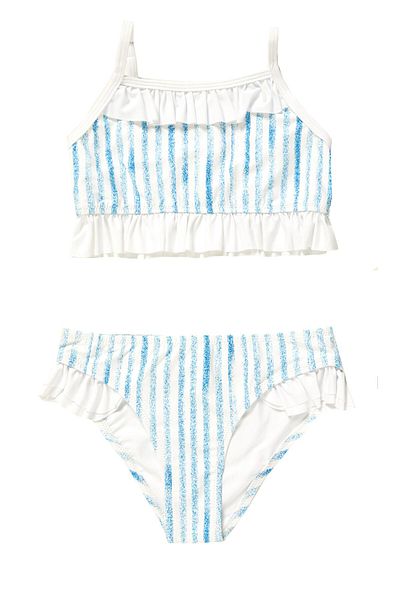 Argento Ριγέ βολάν Λεπτομέρεια Bustier Παιδικό μπικίνι