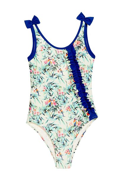 Argento Costum de baie pentru copii cu fundă și volane cu model