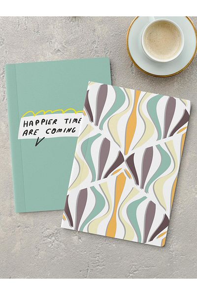 Postifull Unlined Notebook Set, 2 Boho Themed Notebook, Notepad, Memory Book, 64 Pages Medium Size