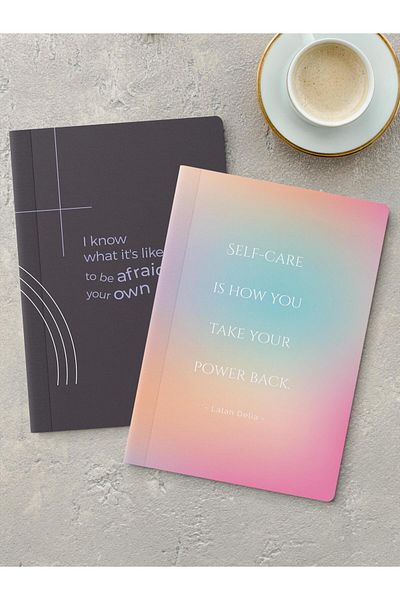 Postifull Unlined Notebook Set, 2 Pieces Motivational Patterned Notebook, Notepad, Memory Book, 64 Pages