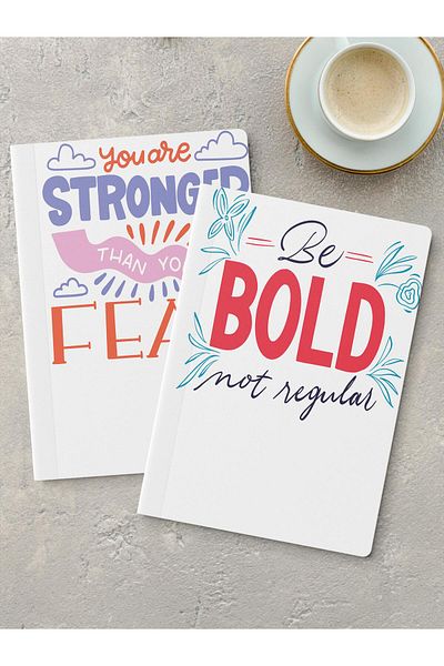 Postifull Unlined Notebook Set, 2 Pieces of Motivational Patterned Notebook, Notepad, Memory Book, 64 Pages