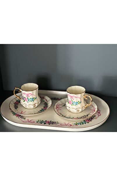 PORSELEN BUTİK Tepsili ıkılı set