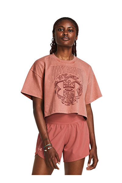 Under Armour 1383048-696 UA HW Dusk to Dawn Crop Pembe Kadın Bisiklet Yaka Ov...