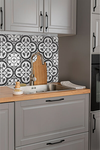 Yoko Home Mutfak Tezgah Arası Gri Mermer Deseni Folyo Kaplama Sticker, Uv Baskı, 100x50 cm