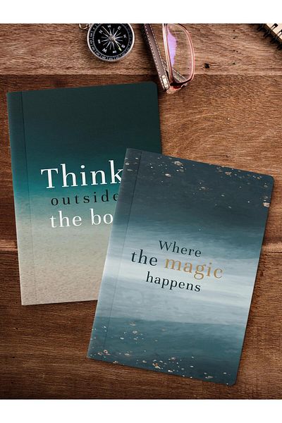 Postifull Unlined Notebook Set, 2 Pieces of Motivational Patterned Notebook, Notepad, Memory Book, 64 Pages