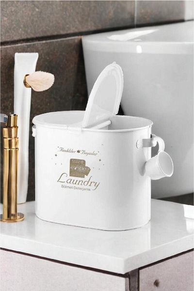 Homekolik Recipient metalic pentru detergent cu capac si compartiment Lr027