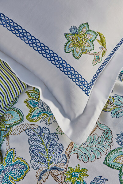 Karaca Home Sada saténových povlaků na dvojitou přikrývku Granada modrá