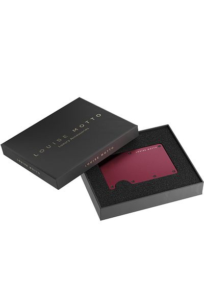 Louise Motto Cardx - Burano Clips - Portofel și suport pentru carduri de nouă generație - Portofel minimalist din metal - Protecție RFID (roșu vin)