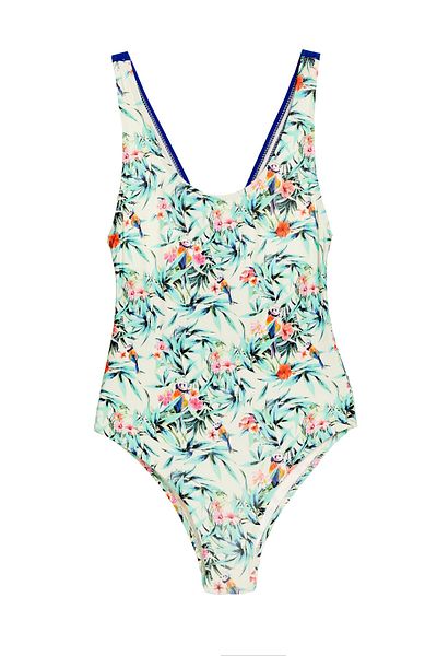 Argento Patterned Bow Detail Children's Swimsuit