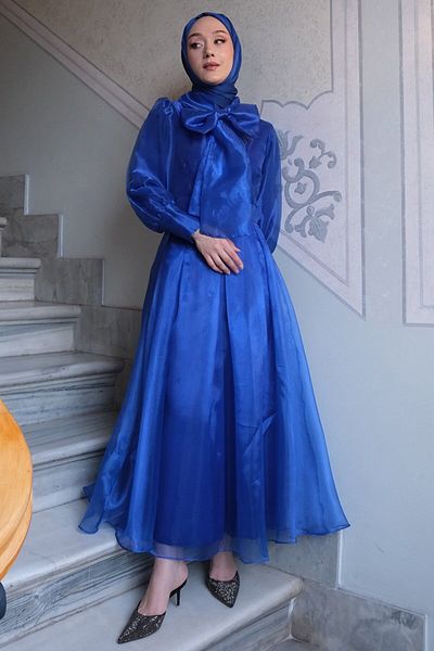 Ceylan Otantik Parliament Bow Evening Dress
