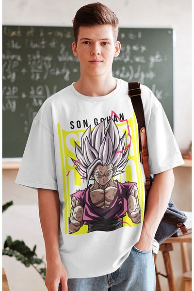 Fuddy Moda Μπλουζάκι με στάμπα Dragon Ball Son Gohan, μπλουζάκι με στάμπα Anime Unisex