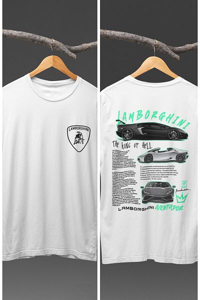 Fuddy Moda Tricou imprimat la spate Lamborghini Aventador unisex, tricou imprimat cu temă de curse de mașini de curse