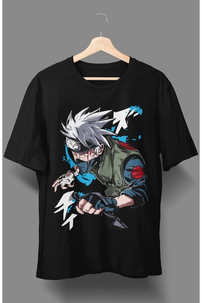 Fuddy Moda Μπλουζάκι Naruto Kakashi Hatake με στάμπα Unisex Oversize