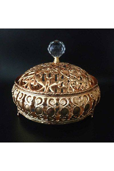 HİLALKRİSTAL Metal Lid Sugar Bowl and Turkish Delight Bowl Mirrored Catering Bowl