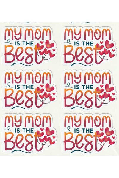 NUNUKİ مجموعة ملصقات لعيد الأم مقاس 4 × 3 سم "My Mom is the Best" - ملصق شكرًا لك لعيد الأم NSTI0156