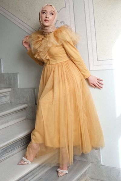 Ceylan Otantik Yellow Princess Evening Dress