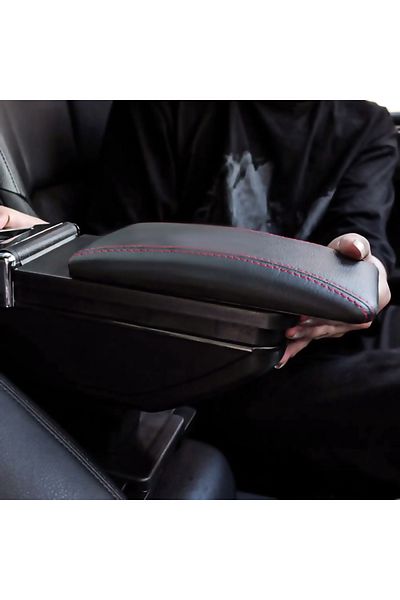 C9 مسند ذراع مخيط باللون الأسود والأحمر مناسب لجميع أنواع مسند ذراع السيارة المنزلق