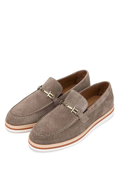 Tamer Tanca Men's Genuine Leather Taupe Suede Loafer Shoes
