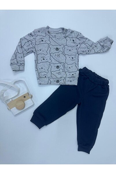 minibird baby طقم أطفال مكون من قطعتين بطبعة دب