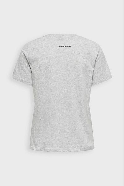 ONLY Women's Onlfoodie Print and Text Detailed Short Sleeve 100% Cotton T-Shirt15316728 Gray