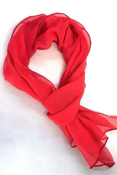 Herşey Nota Red Chiffon Long Scarf - Shawl - 120x22cm, 23 April, 29 October, 19 May, 30 August