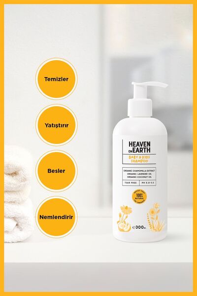 Heaven on Earth Konak Önleyici Bebek Ve Çocuk Saç Ve Vücut Şampuanı 300 ml X3 %100 Doğal Organik Vegan Parabensiz