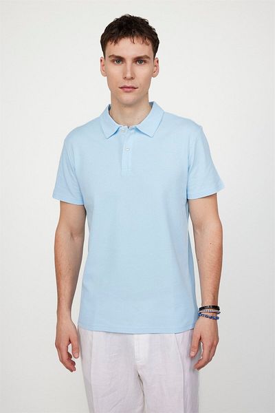 Tudors Ανδρικό T-Slim Fit Slim Fit 100% βαμβακερό μπλουζάκι με μπλε γιακά πόλο