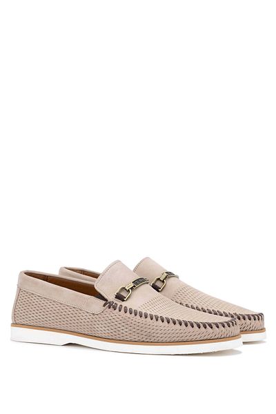 Tamer Tanca Men's Genuine Leather Beige Nubuck Loafers