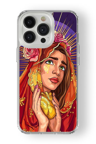 Multitronic حافظة شفافة مطبوعة بتصميم قلب ذهبي متوافقة مع هاتف iPhone 14 Pro Max