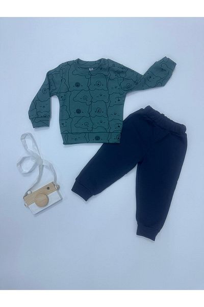 minibird baby طقم أطفال مكون من قطعتين بطبعة دب