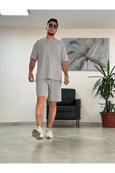 Relax family xf Men's Oversize Shorts Top and Bottom Casual Daily Combed Cotton Suit