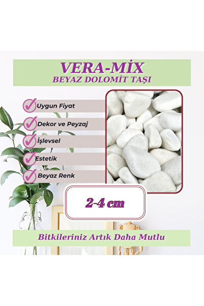 MF Botanik Beyaz Dolomit Taşı 2-4 CM 5 KİLOGRAM
