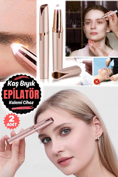 Munico 2 Adet Ruj Kalem Görünümlü Şarj Unisex Kaş Bıyık Alma Düzeltme Make Up...